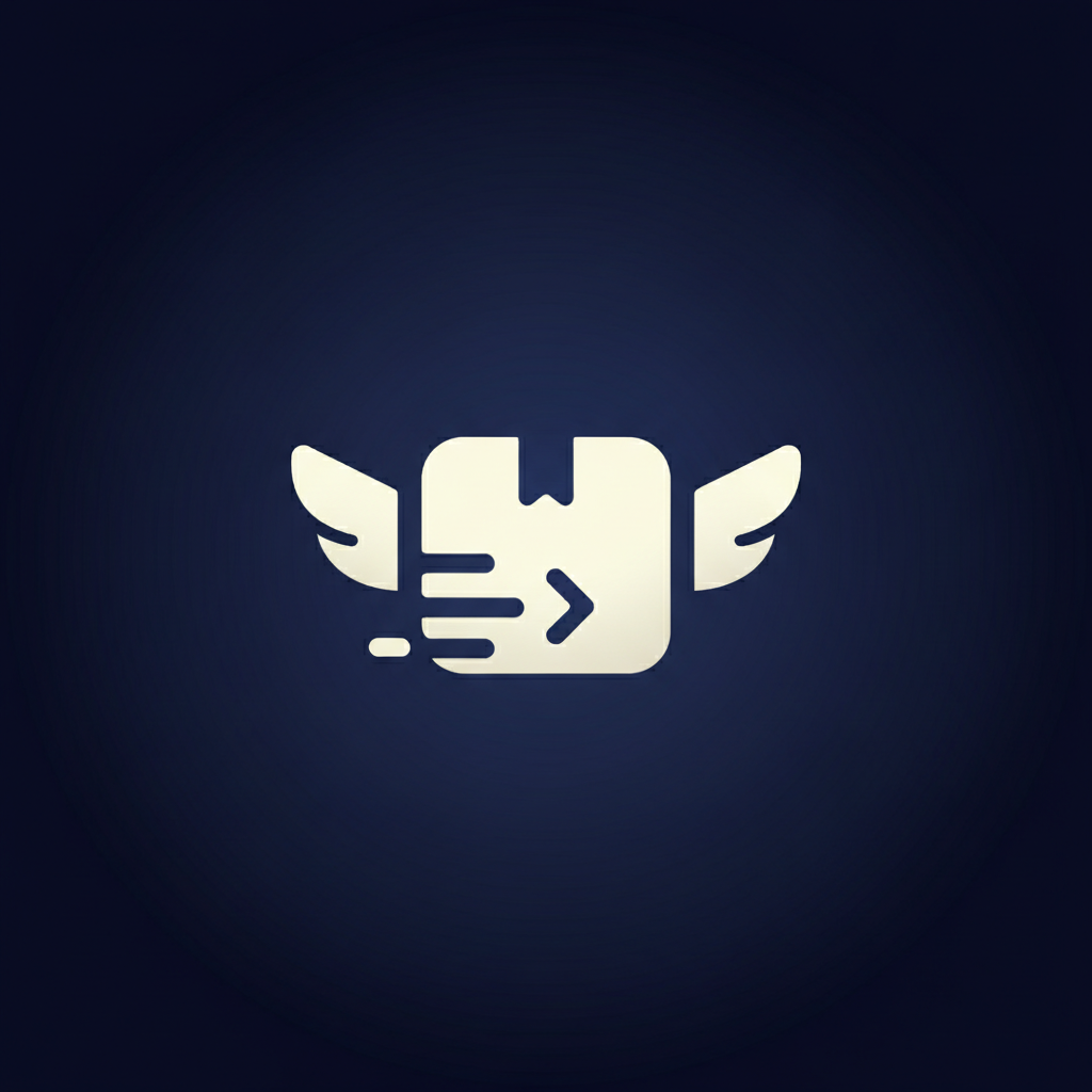 Minimalistic digital icon of fast delivery, modern flat vector style, 
light cream / ivory color icon on dark blue gradient background, 
clean UI icon, premium digital branding, high contrast, soft glow, 
no text, centered composition, Dribbble style, Behance style, 
for digital services website, 1:1 aspect ratio, ultra high quality