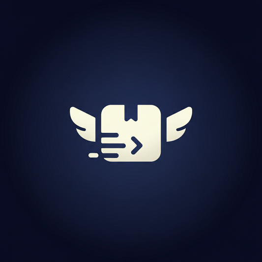Minimalistic digital icon of fast delivery, modern flat vector style, 
light cream / ivory color icon on dark blue gradient background, 
clean UI icon, premium digital branding, high contrast, soft glow, 
no text, centered composition, Dribbble style, Behance style, 
for digital services website, 1:1 aspect ratio, ultra high quality