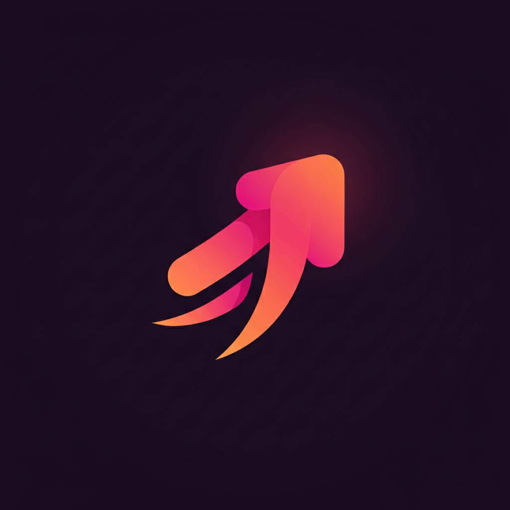Share arrow icon, dark purple background, magenta and orange accent colors, minimalistic premium digital icon,flat vector style, dark theme, soft gradients, modern SaaS branding, high contrast, centered, no text, no watermark, Dribbble style, Behance style, 1:1 aspect ratio, ultra clean
